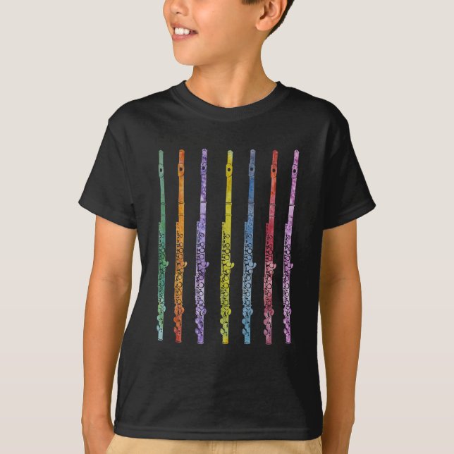 T-shirts Arco-íris das flautas (Frente)