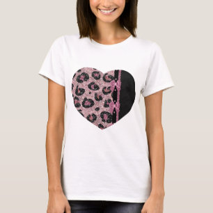 T-shirts ARCOS de Fita de Impressão de Leopardo Rosa-Rockab