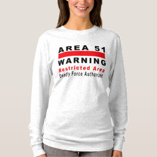 T-shirts Área 51 que adverte