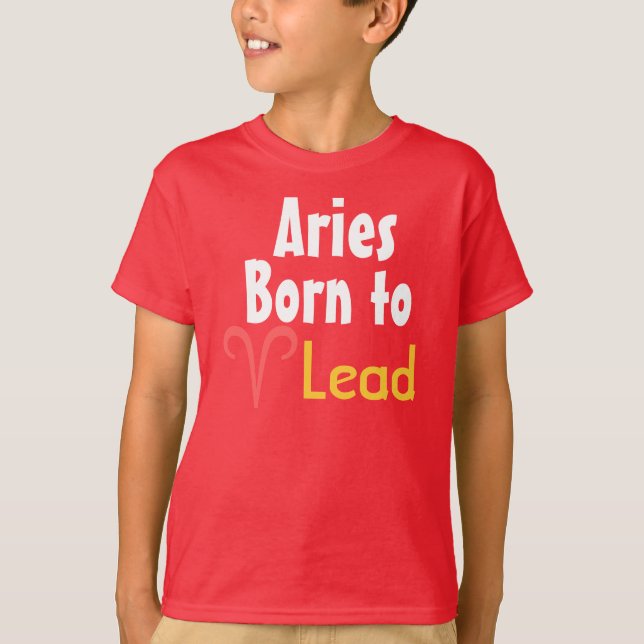 T-shirts Áries Nascido para Liderar (Frente)