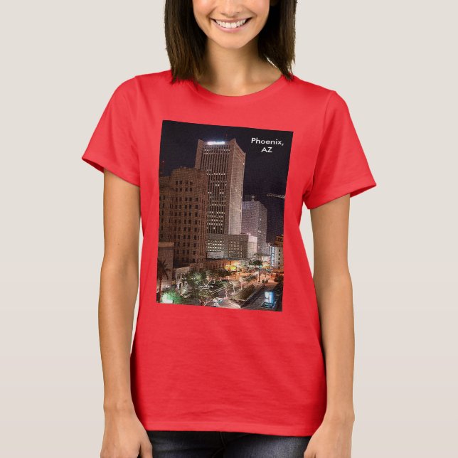 T-shirts Arizona de Phoenix no Skyscrapens Noturnos Mulhere (Frente)
