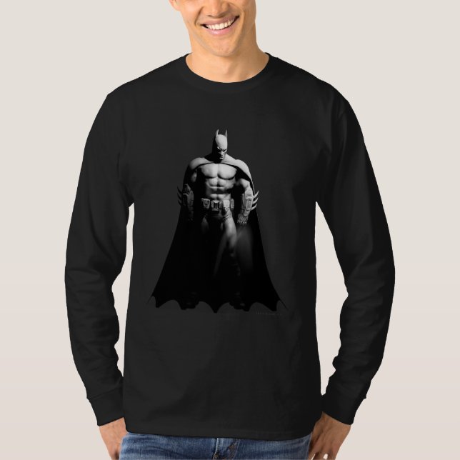 T-shirts Arkham City | Batman Black and White Wide Pose (Frente)