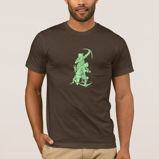 T-shirts Arqueiro medieval e Crossbowman - verde (Frente)