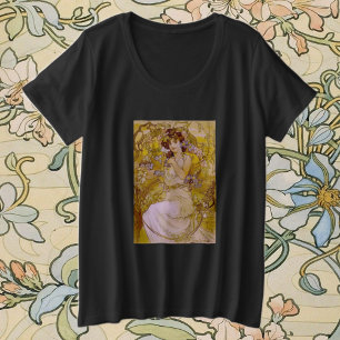 T-shirts Art Nouveau Clematis Floral Vintage 