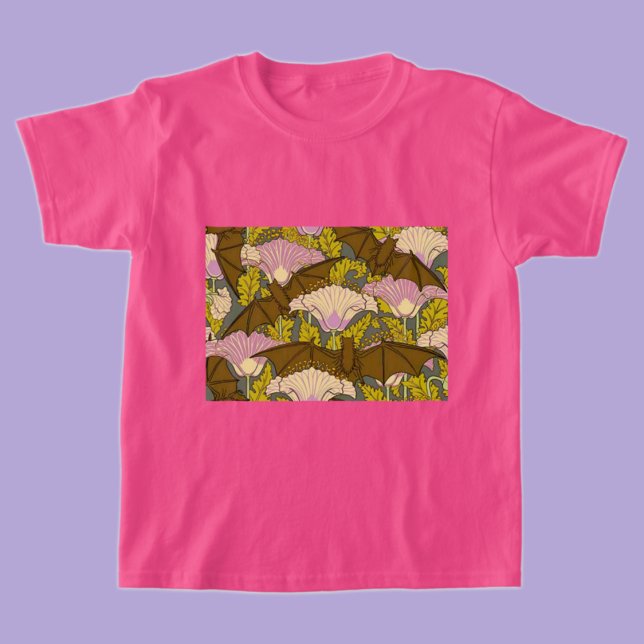 T-shirts Art Nouveau Morcegos e Flores Halloween (Criador carregado)