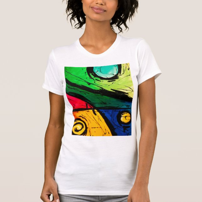 T-shirts Arte abstracta brilhante Funky das cores (Frente)
