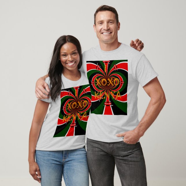 T-shirts Arte Abstrato de Bandeira do Quênia inspirada na Á (Unissex)