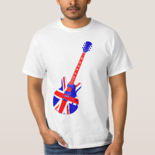 T-shirts Arte britânica da guitarra de Union Jack