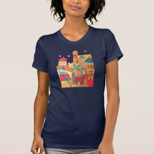 T-shirts Arte colorida da cidade de Jerusalem