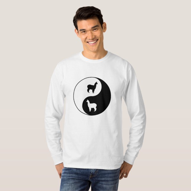 T-shirts Arte da alpaca de Yin Yang (Frente Completa)