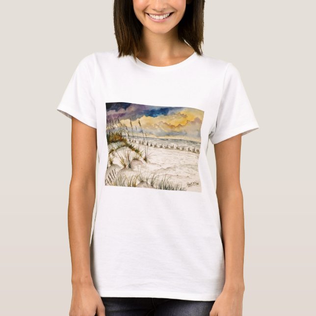 T-shirts Arte da praia de Destin Florida (Frente)