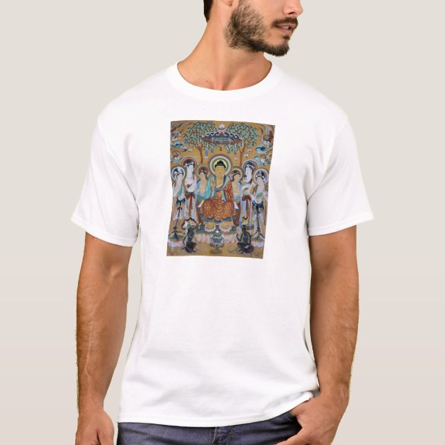 T-shirts Arte das cavernas de Dunhuang Mogao de Buddha e de (Frente)