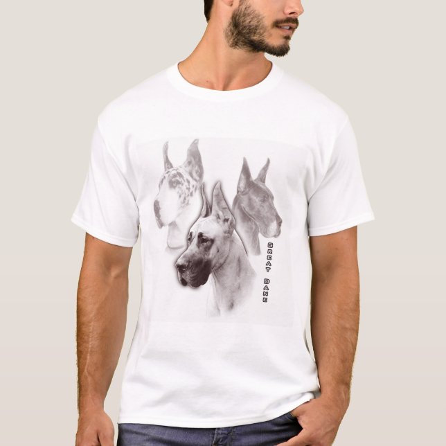 T-shirts Arte de Duotone do rubi de great dane (Frente)
