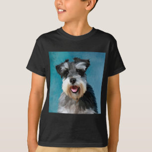 T-shirts Arte de pintura em aquarela do Schnauzer Miniatura
