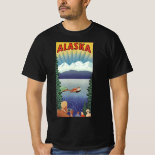 T-shirts Arte de Poster de Viagem do Alasca Antigo, Paisage
