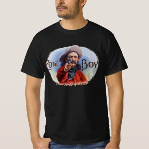 T-shirts Arte de Rótulo de Charuto Antigo, Cowboy Acerta o 