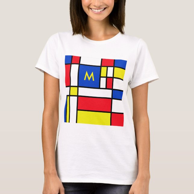 T-shirts Arte Design Geométrica Inspirada em Mondrian (Frente)