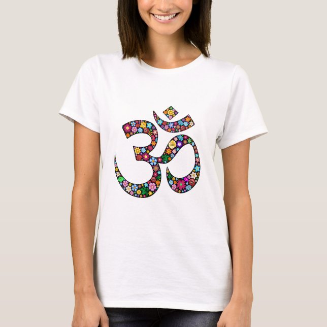 T-shirts Arte do Símbolo Floral Namaste (Frente)