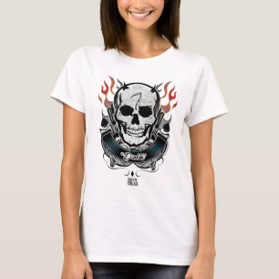 T-shirts Arte do tatuagem do crânio & das chamas do pelot