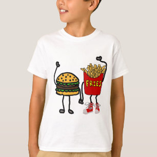 T-shirts Arte engraçada do Hamburger e dos desenhos