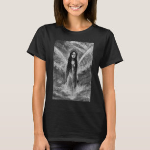 T-shirts Arte Fantasia de Anjo Sombrio Fada Mulher La Luna