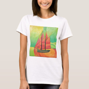T-shirts Arte Geométrica do Barco à Vela Abstrato Cubist