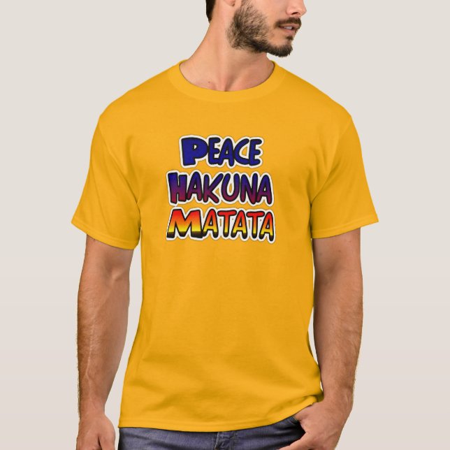 T-shirts Arte Gradiente da Paz de Hakuna Matata (Frente)