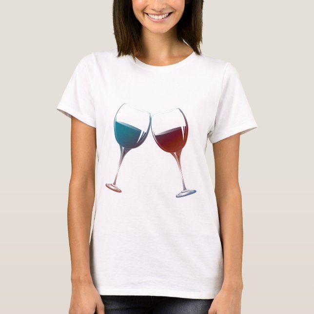 T-shirts Arte moderna dos vidros de vinho (Frente)