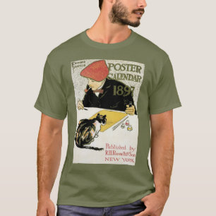T-shirts Arte Nova Antiga, Artista Pintando com Gato de Est