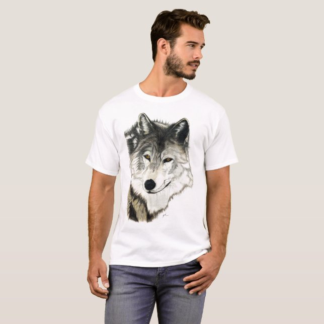 T-shirts Arte original do lobo (Frente Completa)