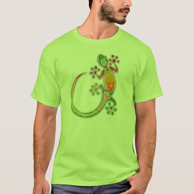 T-shirts Arte tribal floral do geco (Frente)