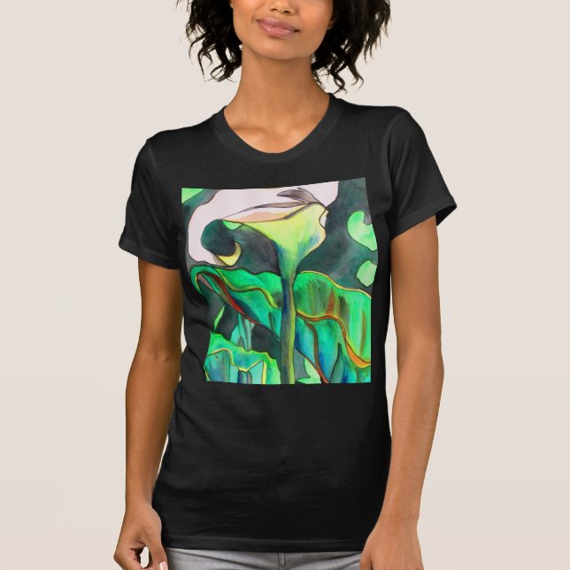 T-shirts Arum Lily — pintura original de aquarela (Frente)
