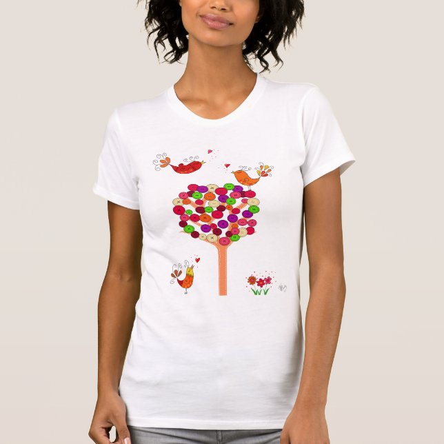 T-shirts Árvore de botões laranja (Frente)