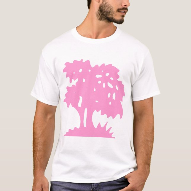 T-shirts Árvore de Desenho Animado - Rosa (Frente)