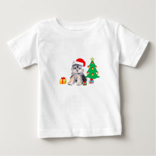 T-shirts Árvore de Natal, cachorrinho Yorkshire fofo e pres