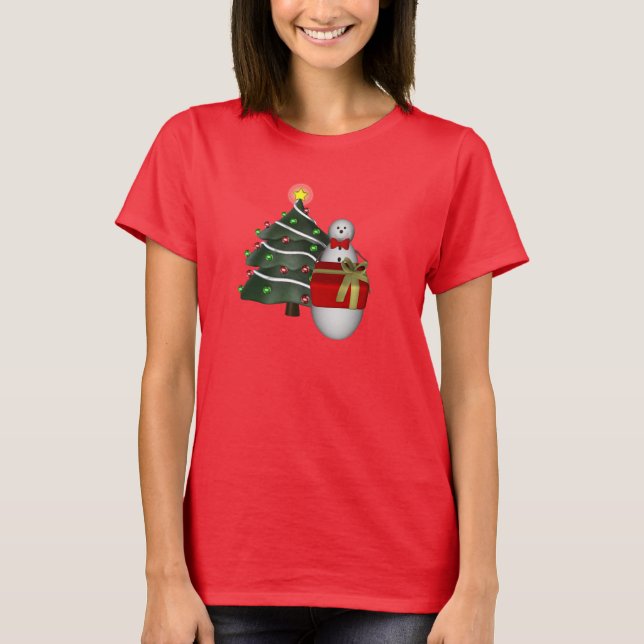 T-shirts Árvore de Natal - Feriado de Neve (Frente)