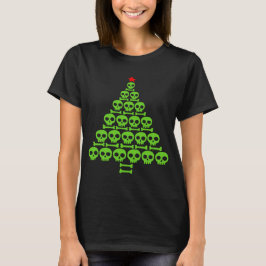 T-shirts Árvore de Natal Verde Crânio e Ossos
