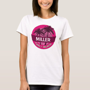 T-shirts Árvore de palma rosa, árvore de mesa personalizáve