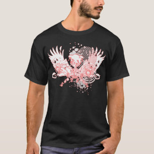 T-shirts árvore traçada. vermelha e branca.