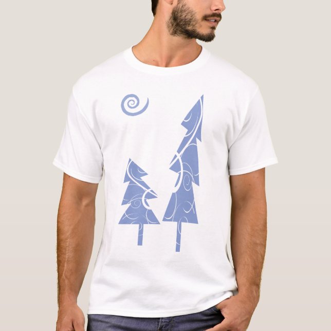 T-shirts Árvores de Natal azuis (Frente)