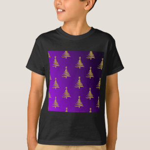T-shirts Árvores de Natal Douradas em Roxo