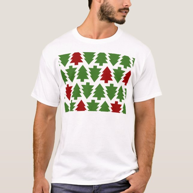 T-shirts Árvores de Natal Padrão de Feriado (Frente)