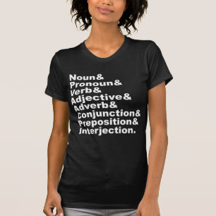 T-shirts As 8 partes do discurso em inglês