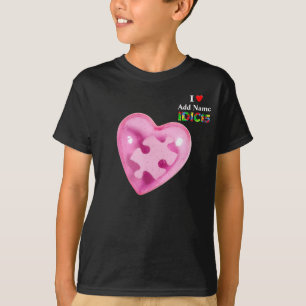 T-shirts As Crianças IDIC15 Mostram Coração Cor-de-Rosa Per