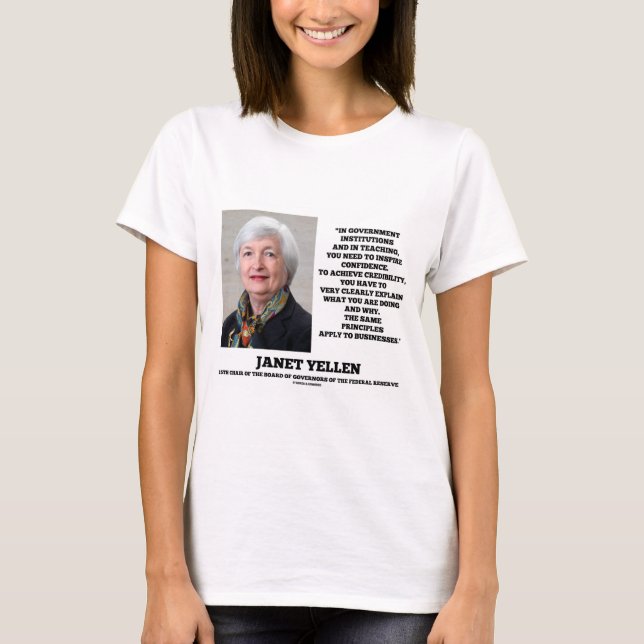 T-shirts As instituições de Janet Yellen Govt que ensinam (Frente)