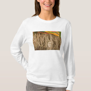 T-shirts Ásia, Tailândia, Sião, Buda em sulcos de árvore em