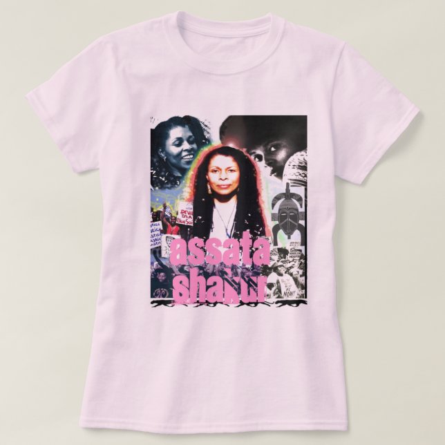 T-shirts Assata Shakur "ela que se esforça " (Frente do Design)