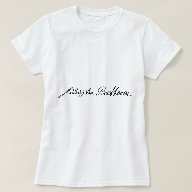 T-shirts Assinatura do músico Ludwig van Beethoven (Frente do Design)