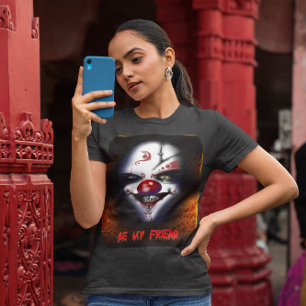 T-shirts Assustador Palhaço - Seja Minha Amiga Meninas T-Sh