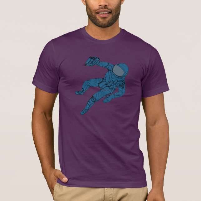 T-shirts Astronauta no azul (Frente)